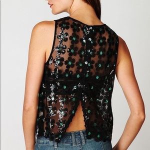 Free People New Romantics Daisy Sequin Tank XS